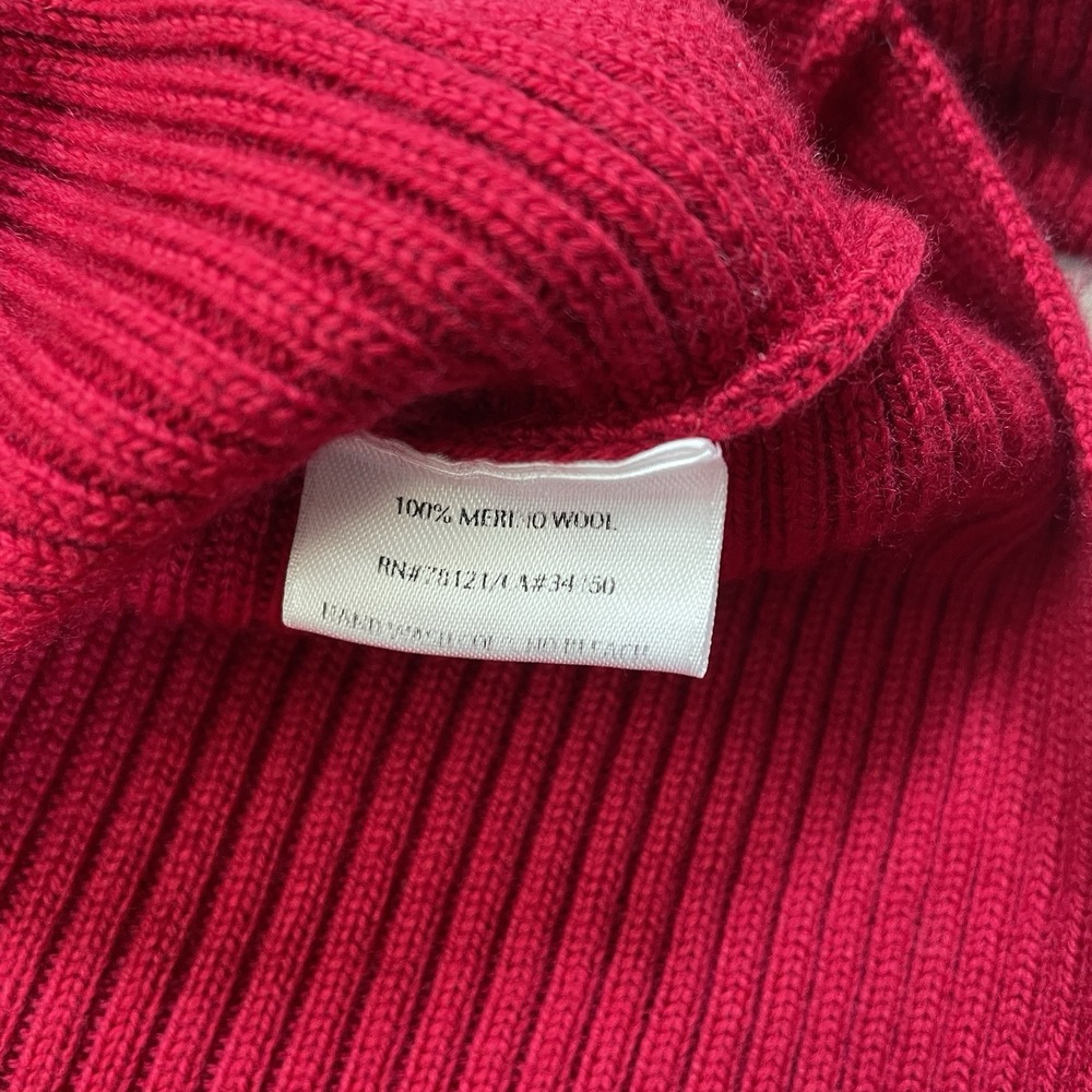 Eileen Fisher Merino Wool Funnel Neck Sweater Womens PP Petite (2P-4P)Red Ribbed - Picture 8 of 9